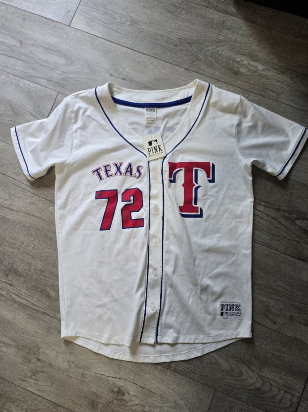 NWT Victoria's Secret PINK MLB Texas Rangers white baseball jersey